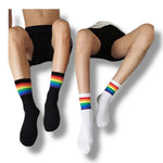 Kinky Pleasure - T206 - Pride Theme Rainbow Socks In Black And White