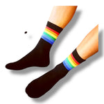 Kinky Pleasure - T206 - Pride Theme Rainbow Socks In Black And White