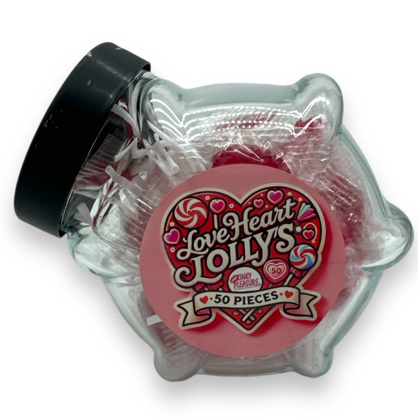 Kinky Pleasure - KPC007 - Love Heart Lolly's 50 Pieces in Exclusive Glas Jar