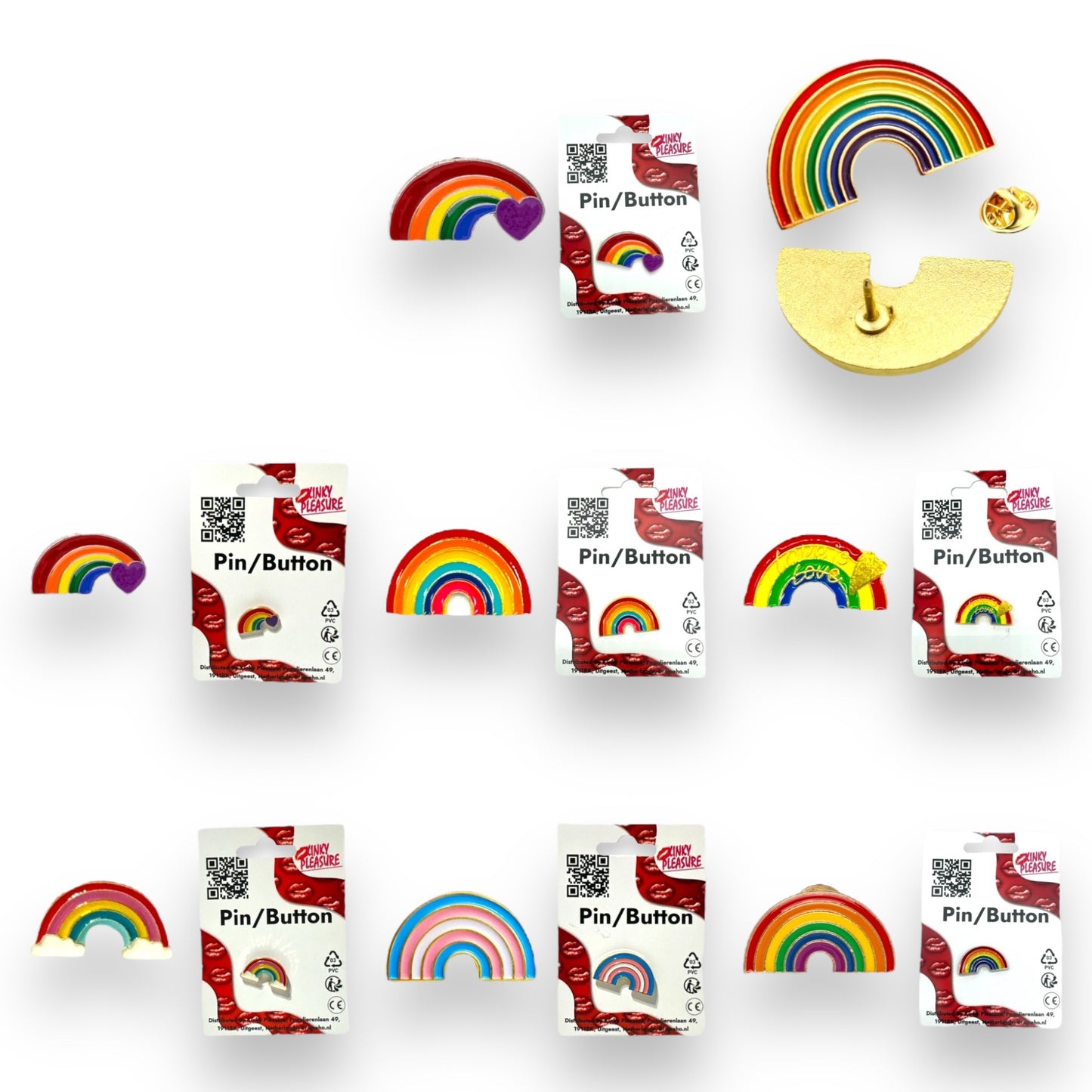 Kinky Pleasure - B099 - Badges Pin/Button - Rainbow - 8 Models