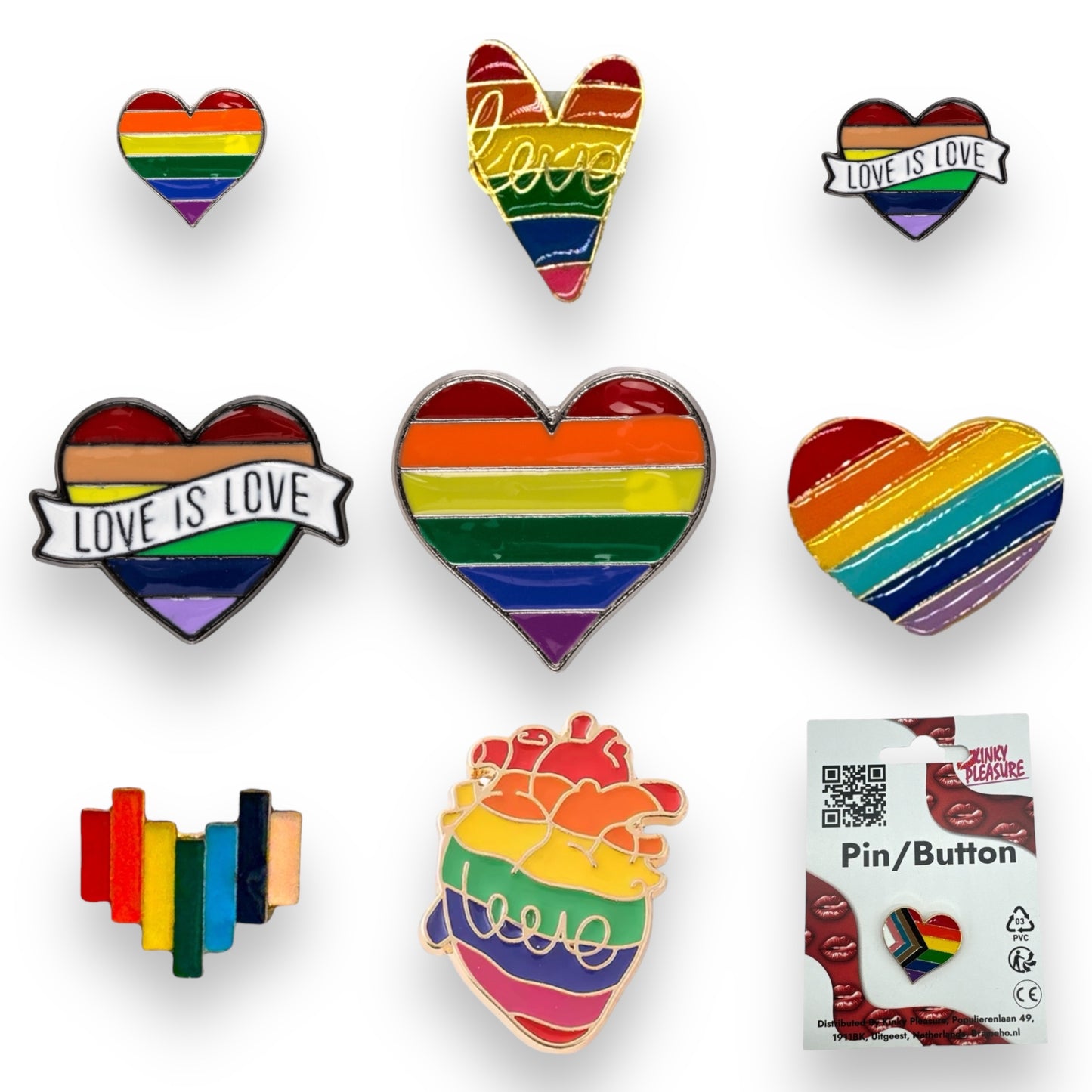 Kinky Pleasure - B099 - Badges Pin/Button - Heart - 8 Models