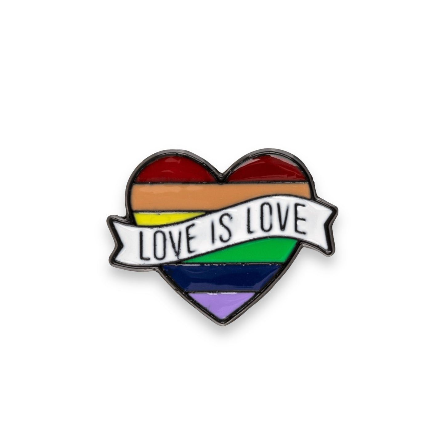 Kinky Pleasure - KPB039 - Badge / Pin - Heart Love Is Love - Silver