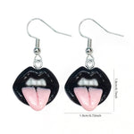 Kinky Pleasure - S033 - Earrings - Sexy Lips In Black & Red