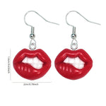 Kinky Pleasure - S033 - Earrings - Sexy Lips In Black & Red