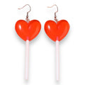 Kinky Pleasure - S034 - Earrings - Heart Lolly Red