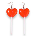 Kinky Pleasure - S034 - Earrings - Heart Lolly Red