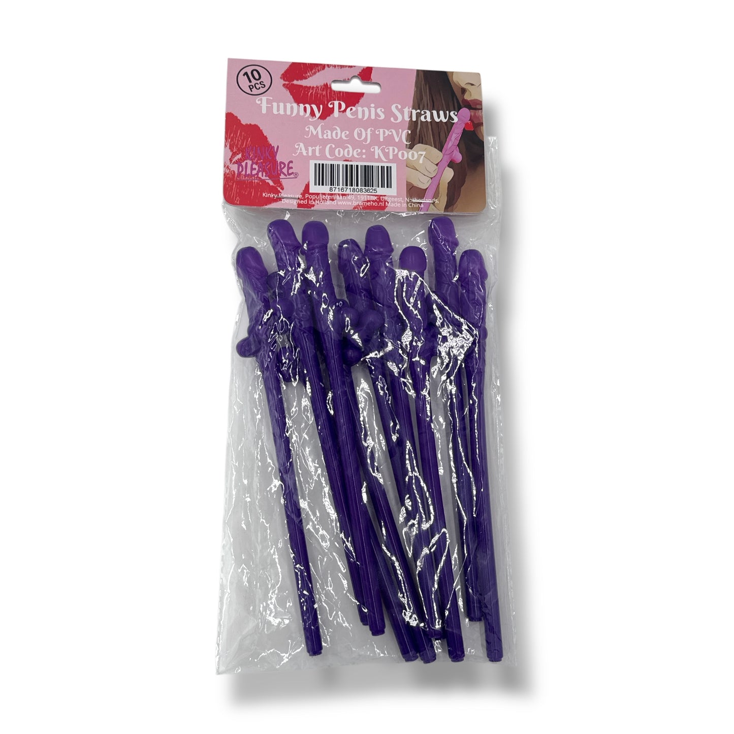 Kinky Pleasure - KP007 - Penis Straws 10pcs -  Purple - New Package
