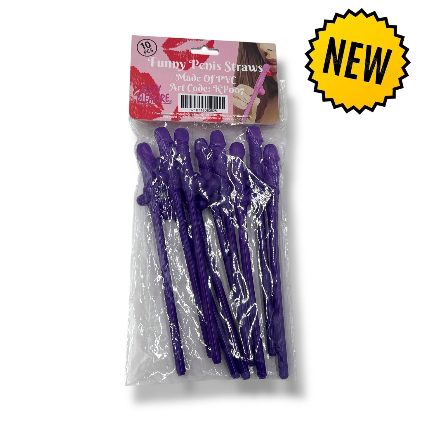 Kinky Pleasure - KP007 - Penis Straws 10pcs -  Purple - New Package