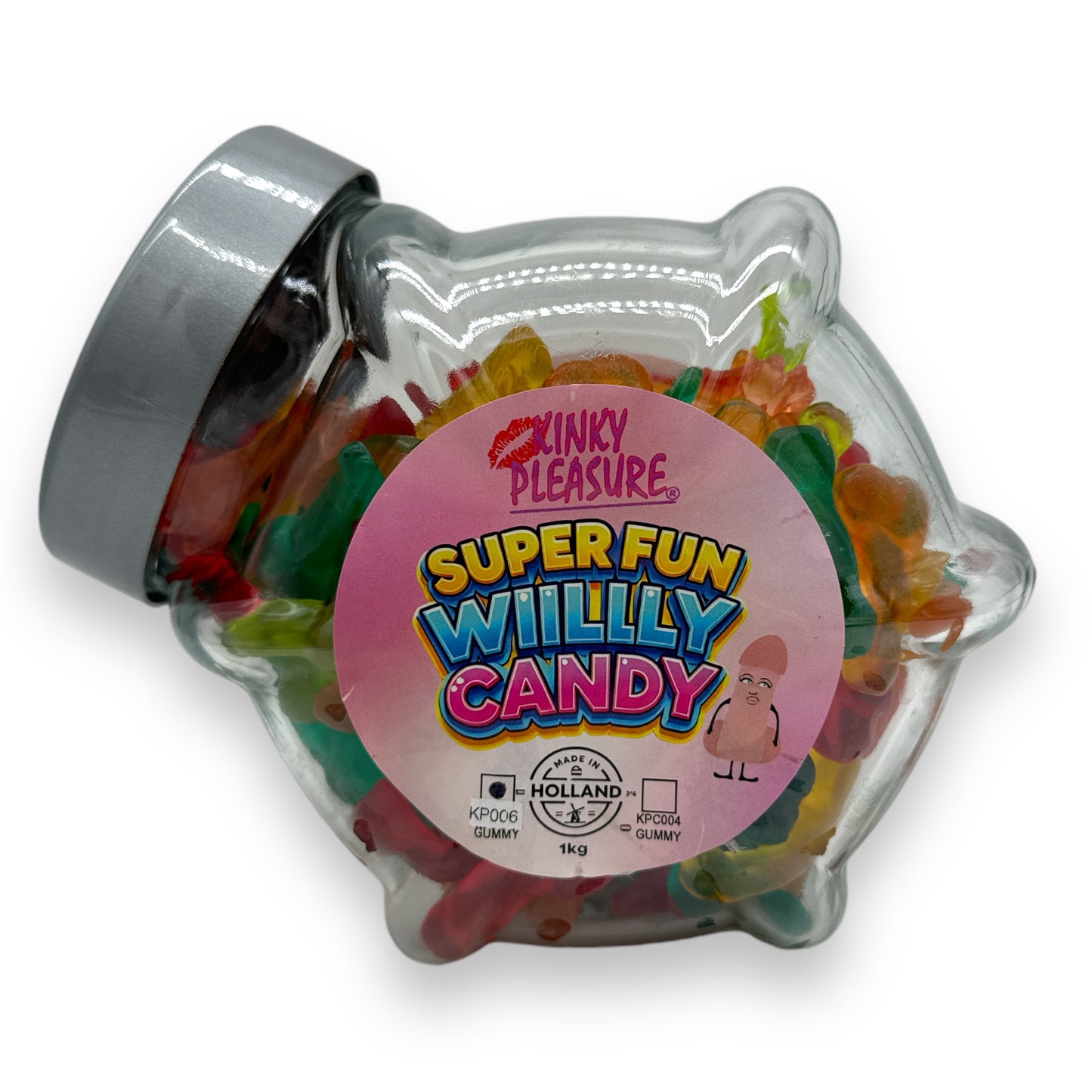 Kinky Pleasure - KPC001 - Super Fun Willy Candy In Glass Display Jar - Gummy's - 1KG