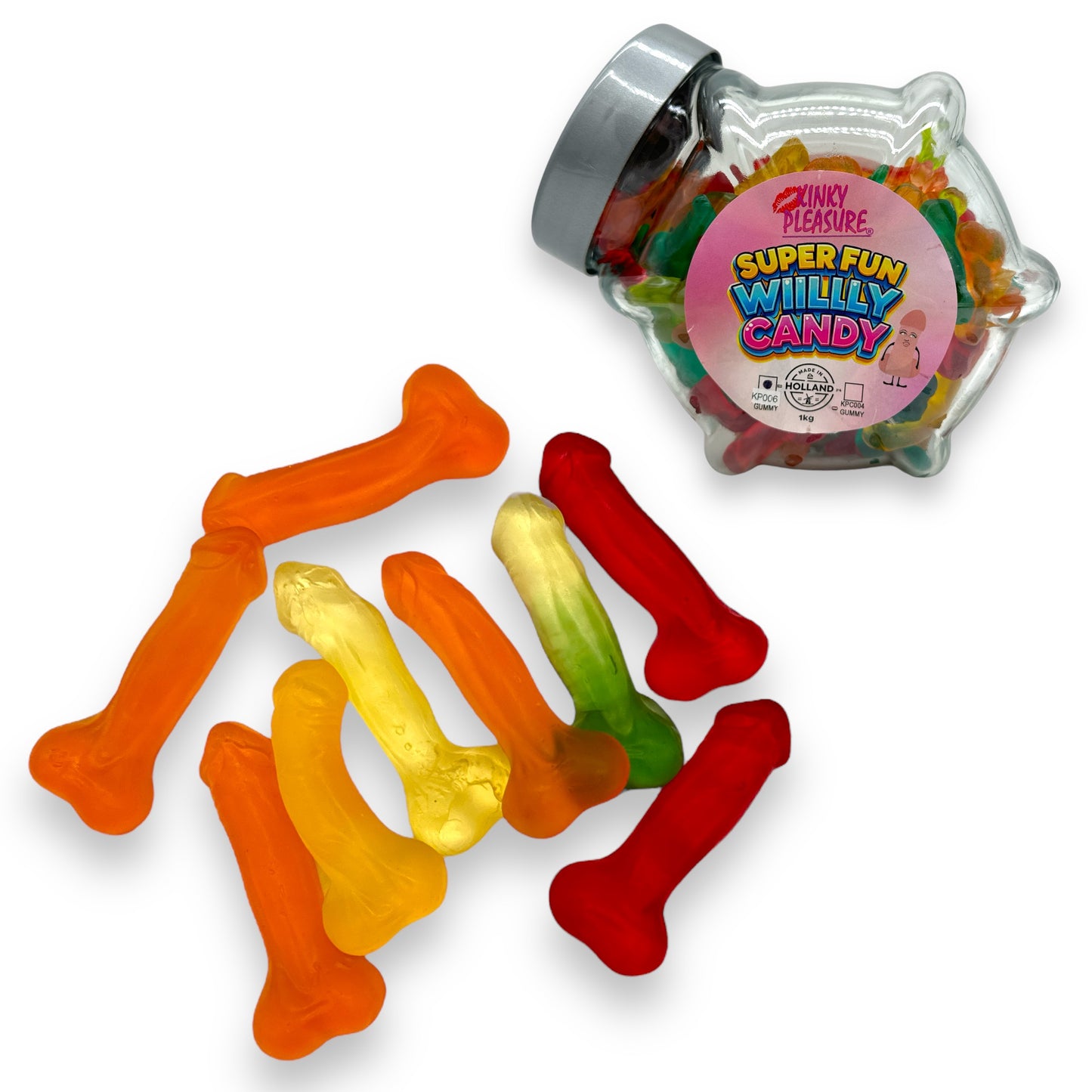 Kinky Pleasure - KPC001 - Super Fun Willy Candy In Glass Display Jar - Gummy's - 1KG