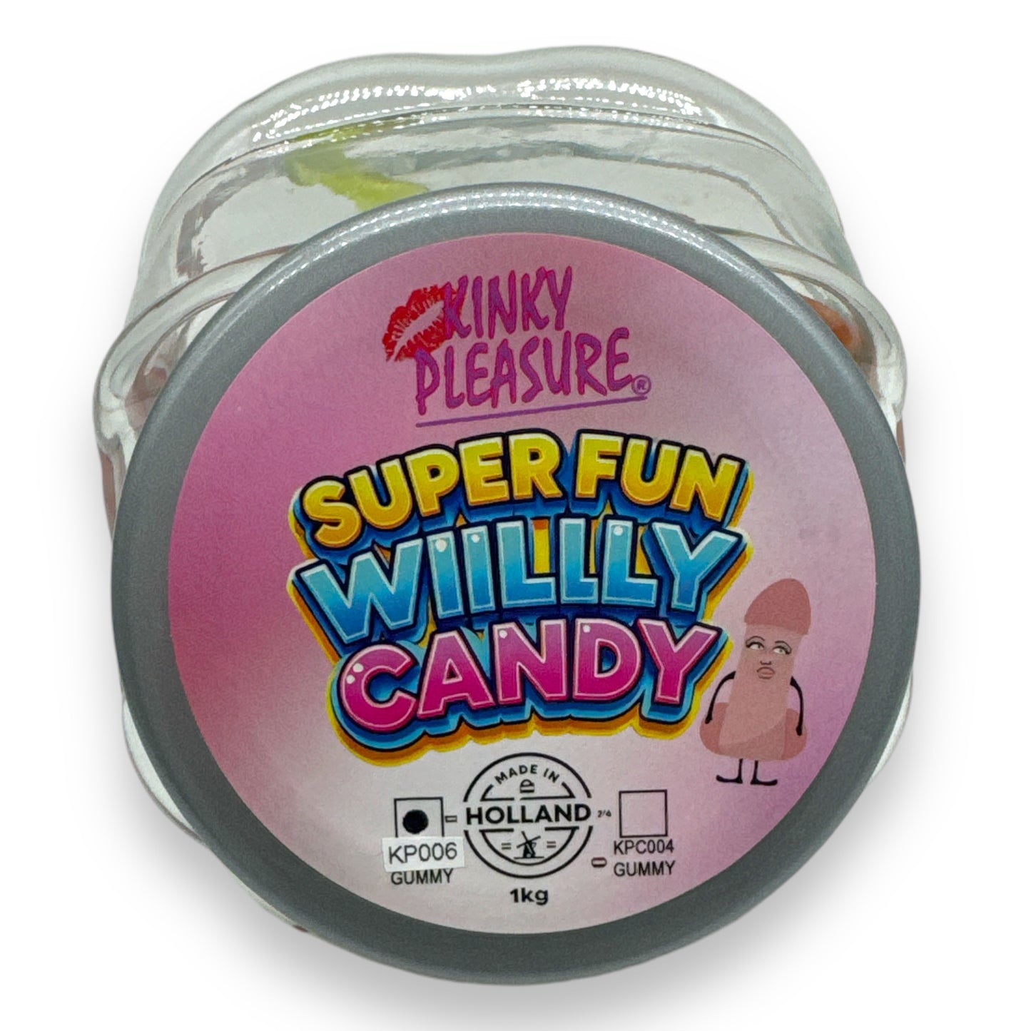 Kinky Pleasure - KPC001 - Super Fun Willy Candy In Glass Display Jar - Gummy's - 1KG