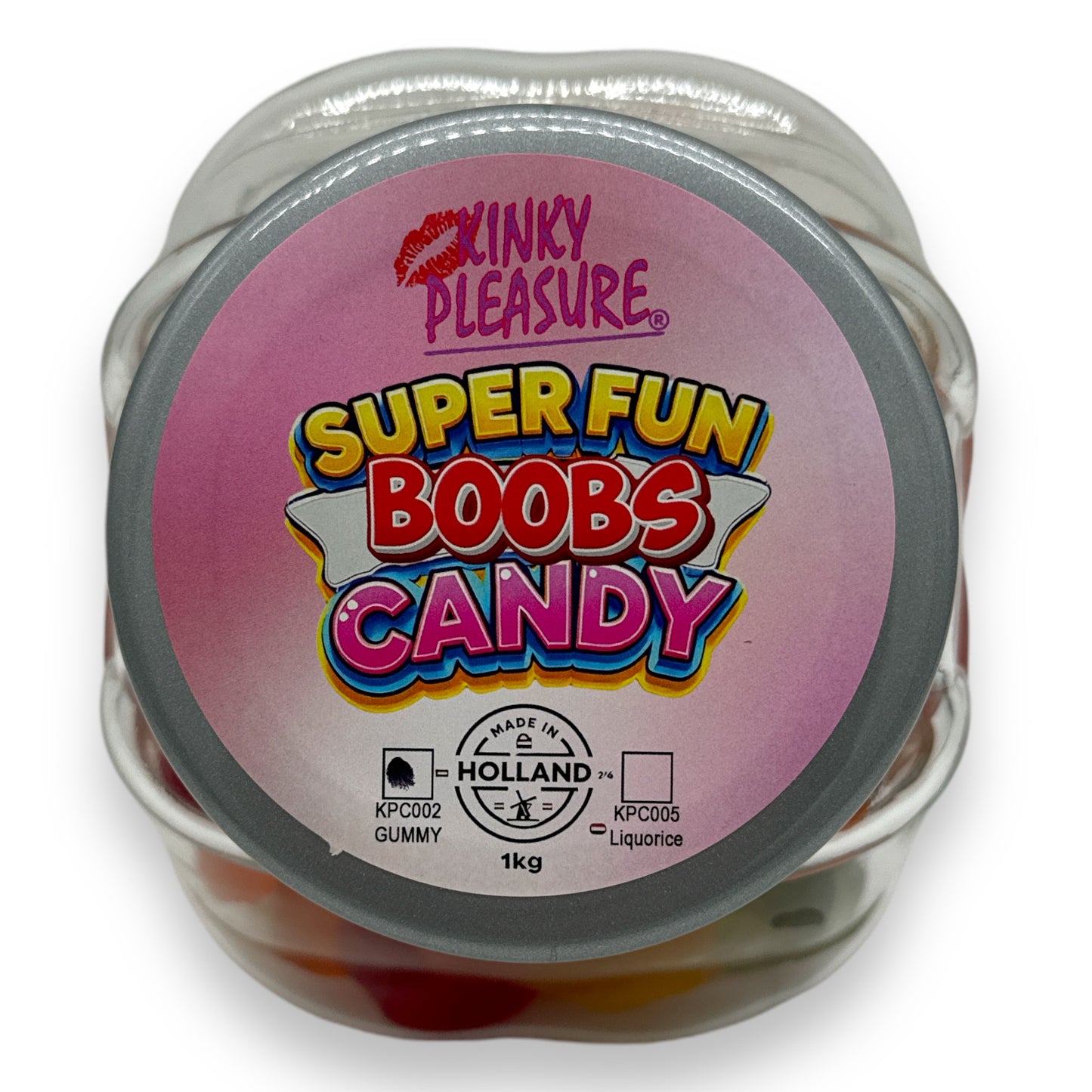 Kinky Pleasure - KPC002 - Super Fun Boob Candy In Glass Display Jar  - Gummy's - 1KG