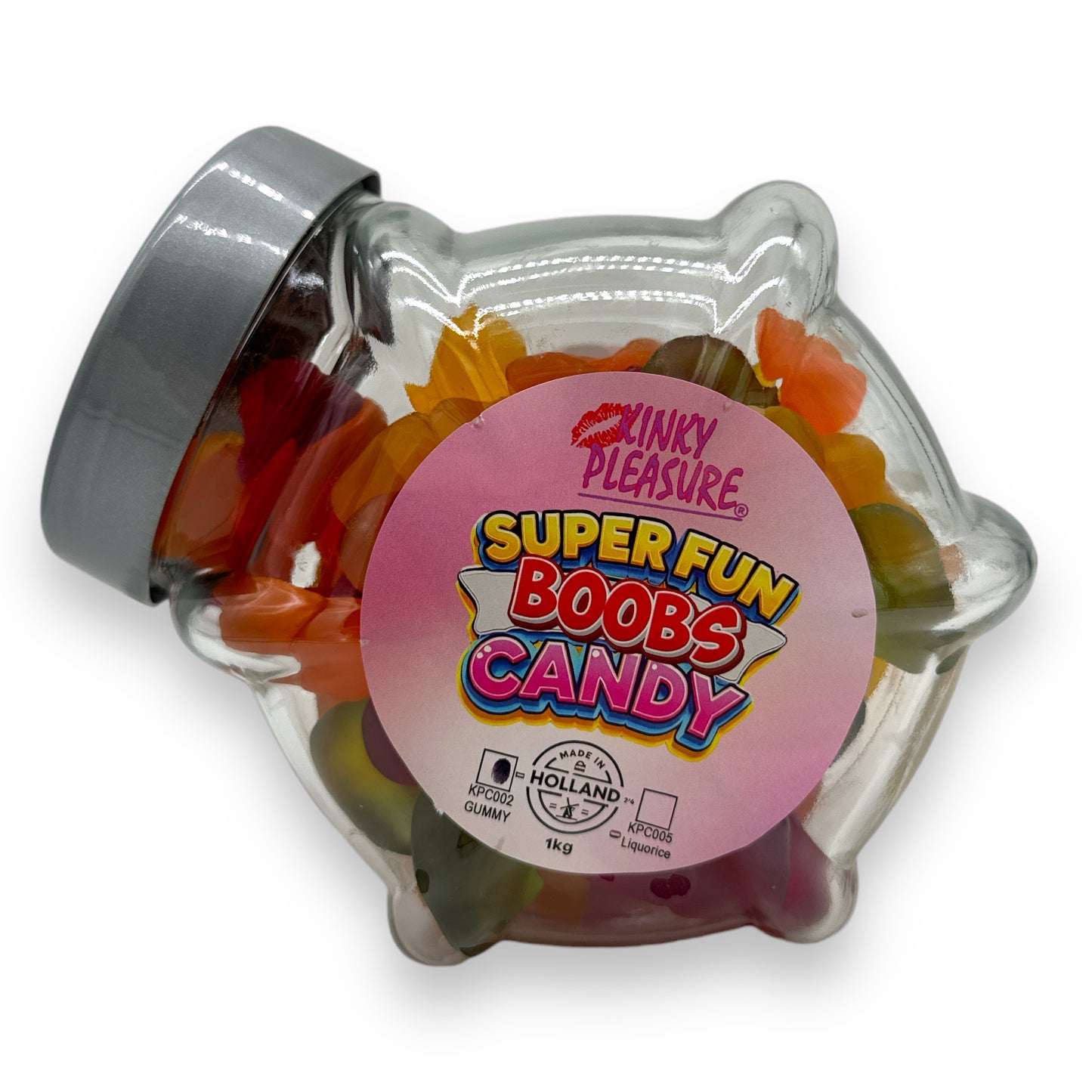 Kinky Pleasure - KPC002 - Super Fun Boob Candy In Glass Display Jar  - Gummy's - 1KG