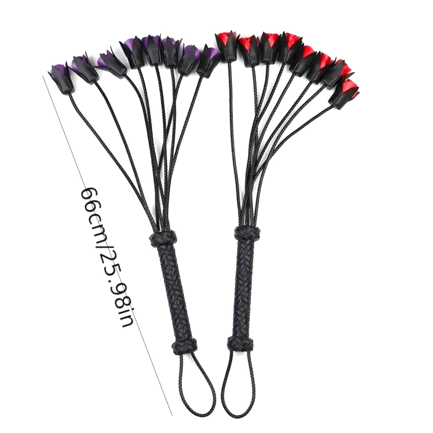 Kinky Pleasure - T145 - Rose Flogger Whip - Red/Purple