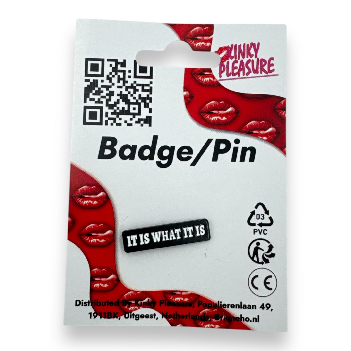 Kinky Pleasure - T143 - "It Is What It Is" Pin Badge