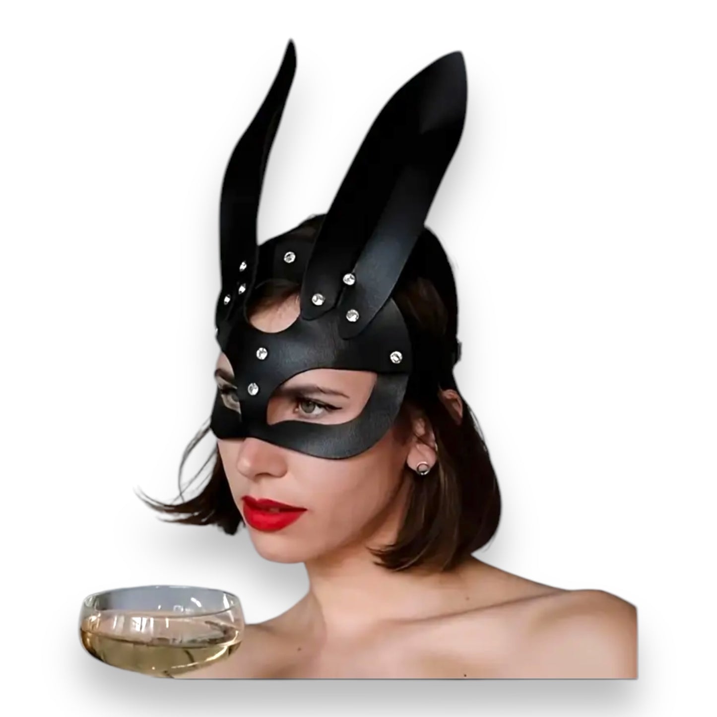 Kinky Pleasure - T148 - Luxury Black Bunny Mask - Elegant Cosplay & Sensual Accessory