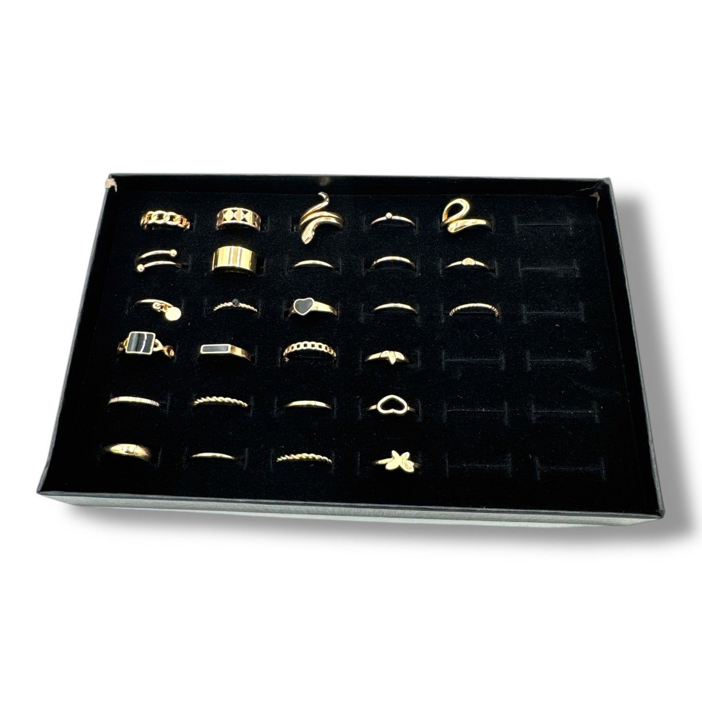 Kinky Pleasure - T173 - Ring Set Exclusive In Luxury Gift Box – 27-Piece Boho Gold & Black Collection