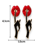 Kinky Pleasure - S029 - Earrings - Lips With Hand - SSST Be Quiet
