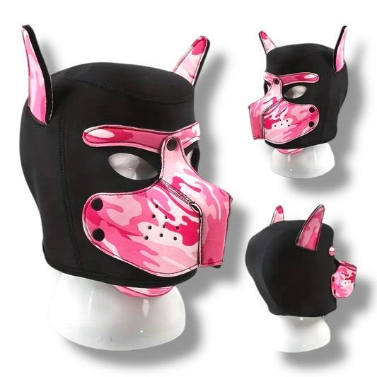 Kinky Pleasure - T218 - BDSM - Dog Mask - Pink Camo Style