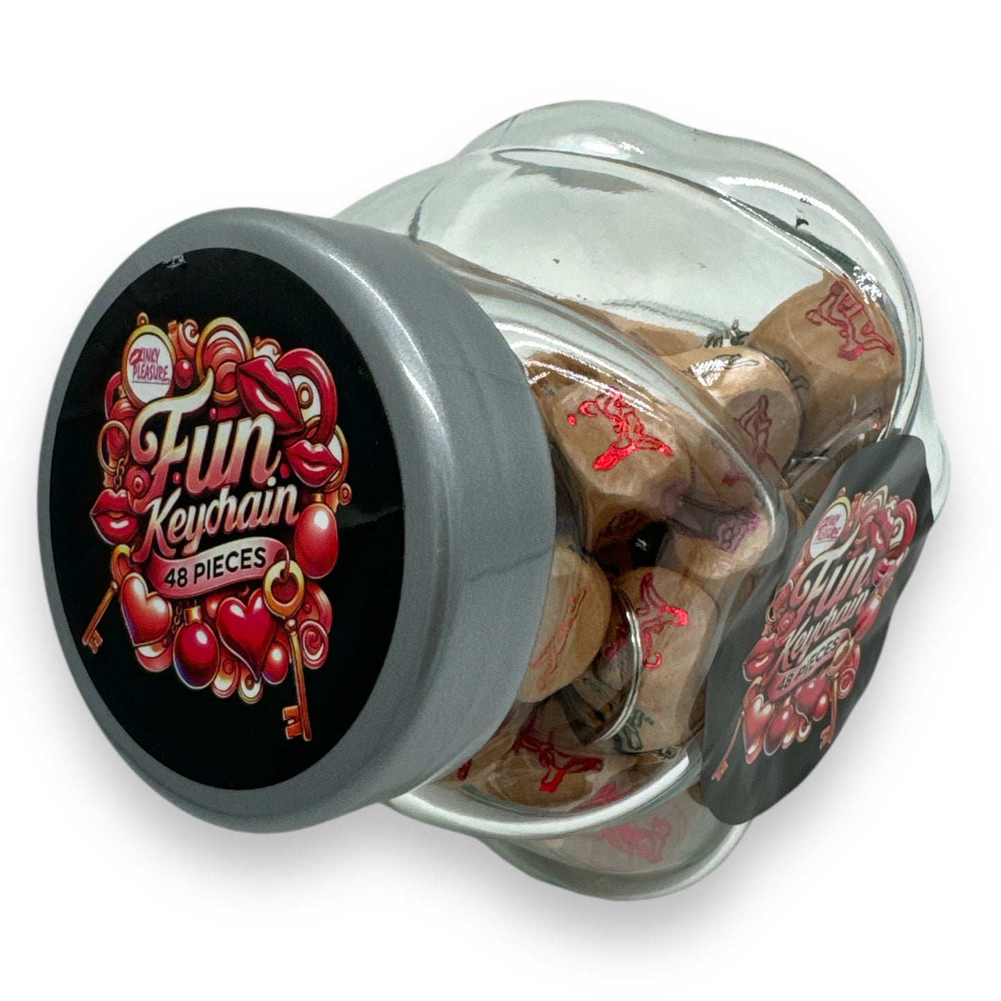 Kinky Pleasure - KP023 - Keychain Sex Dice In Glass Jar 48 Pieces