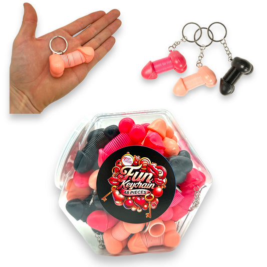 Kinky Pleasure - KP024 - Keychain Retractable Penis in Plastic Display - 48 Pieces