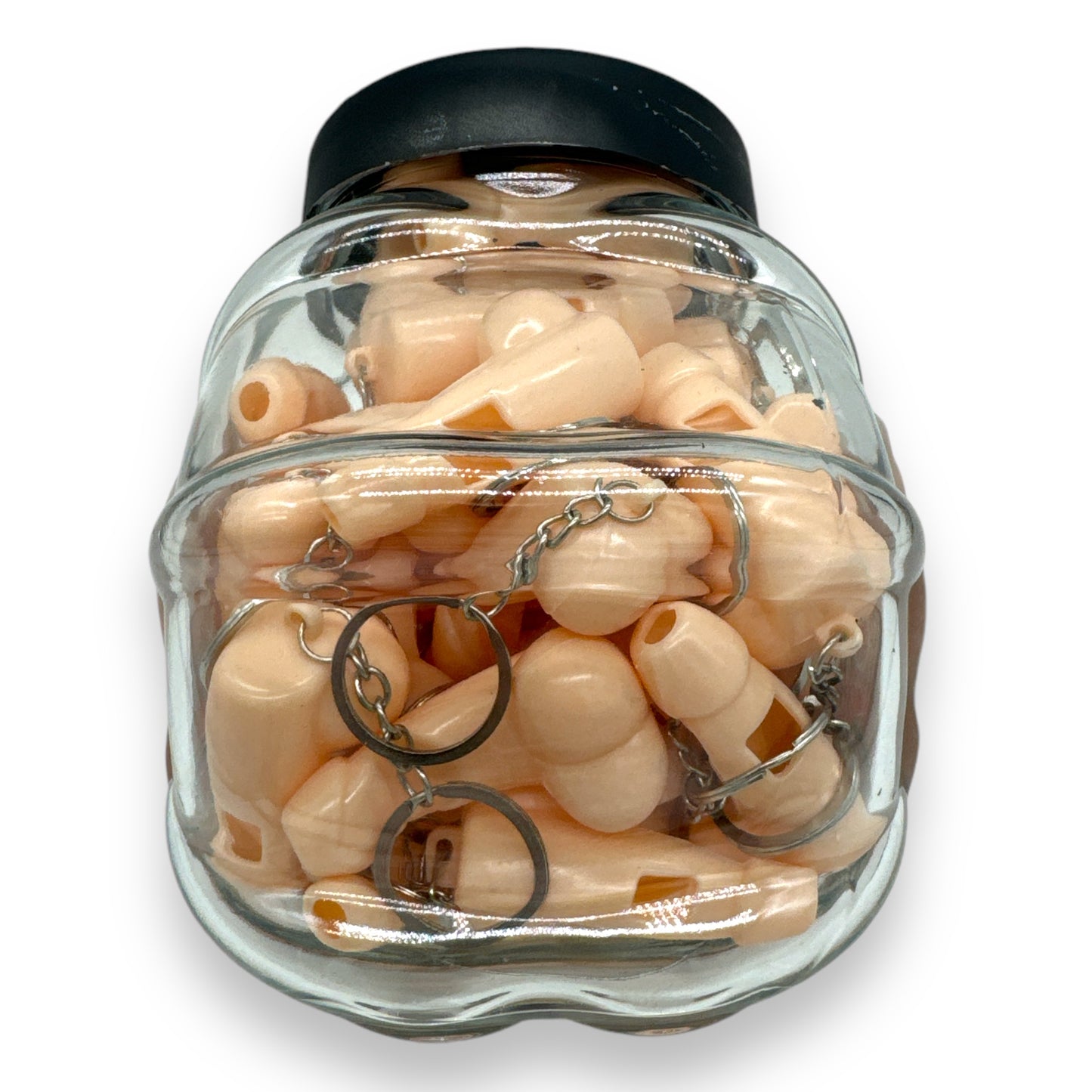 Kinky Pleasure - KP025 - Keychain Penis Whistle in Glass Jar Display - 48 Pieces