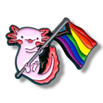 Kinky Pleasure - KPB080 - Metal Pin - Axolotl With Pride Flag