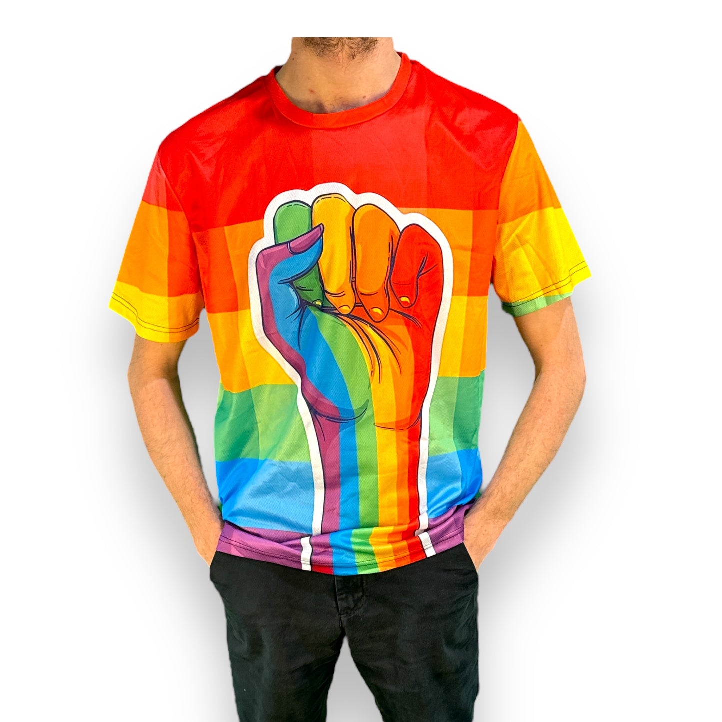 Kinky Pleasure - T133 - Pride Rainbow T Shirt - Size L