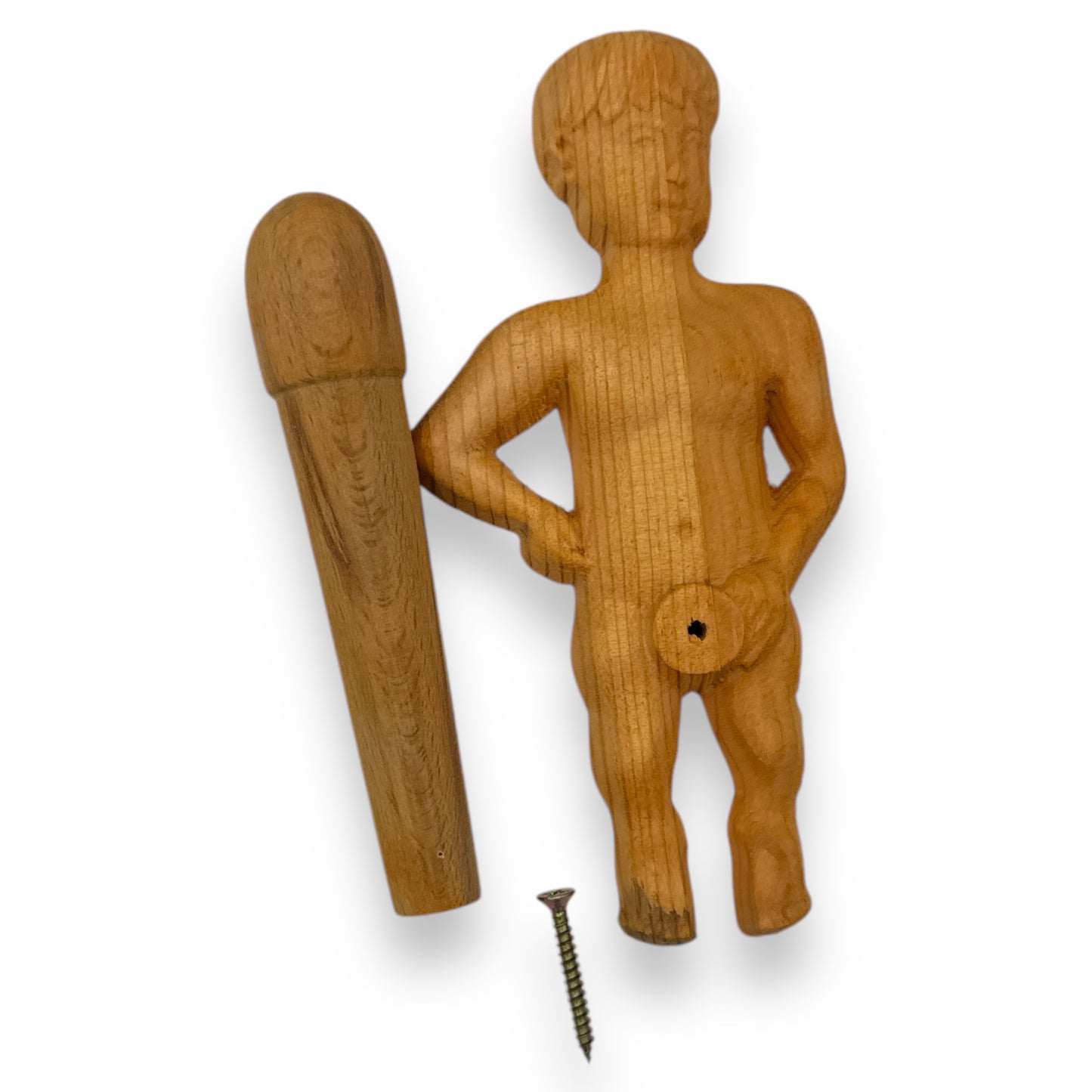 Kinky Pleasure - AX112 - Toilet Roll Holder Manneken Piss - Made of Wood with Installation Kit