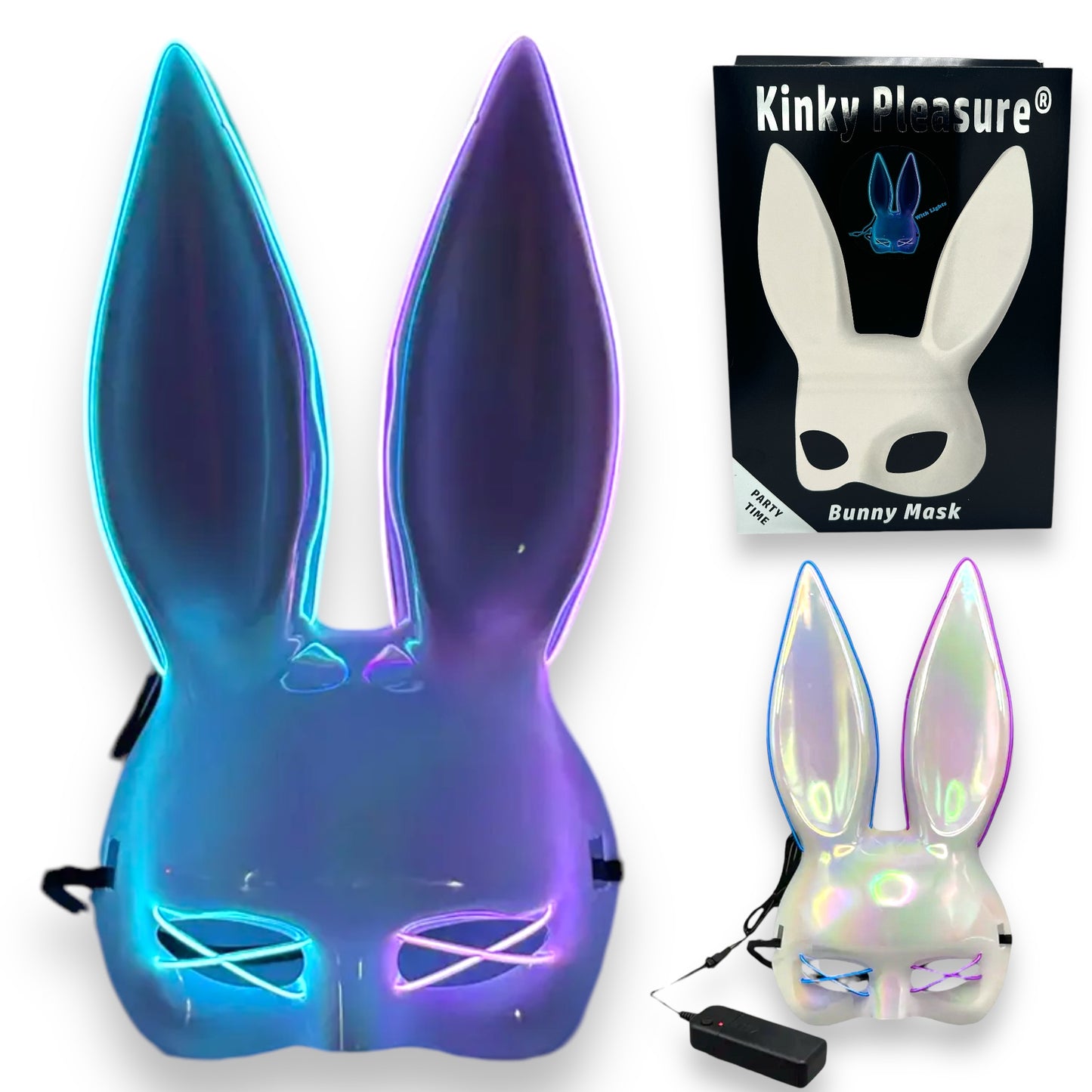 Kinky Pleasure - KP002 - Bunny Mask Deluxe - With Lights - 4 Colours