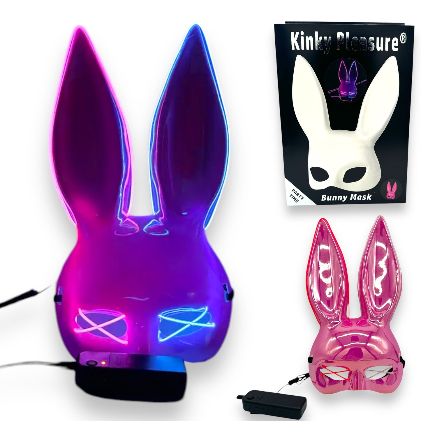 Kinky Pleasure - KP002 - Bunny Mask Deluxe - With Lights - 4 Colours