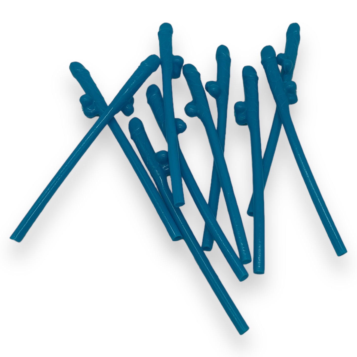 Kinky Pleasure - KP007 - Penis Straws - 10pcs - Blue - New Package