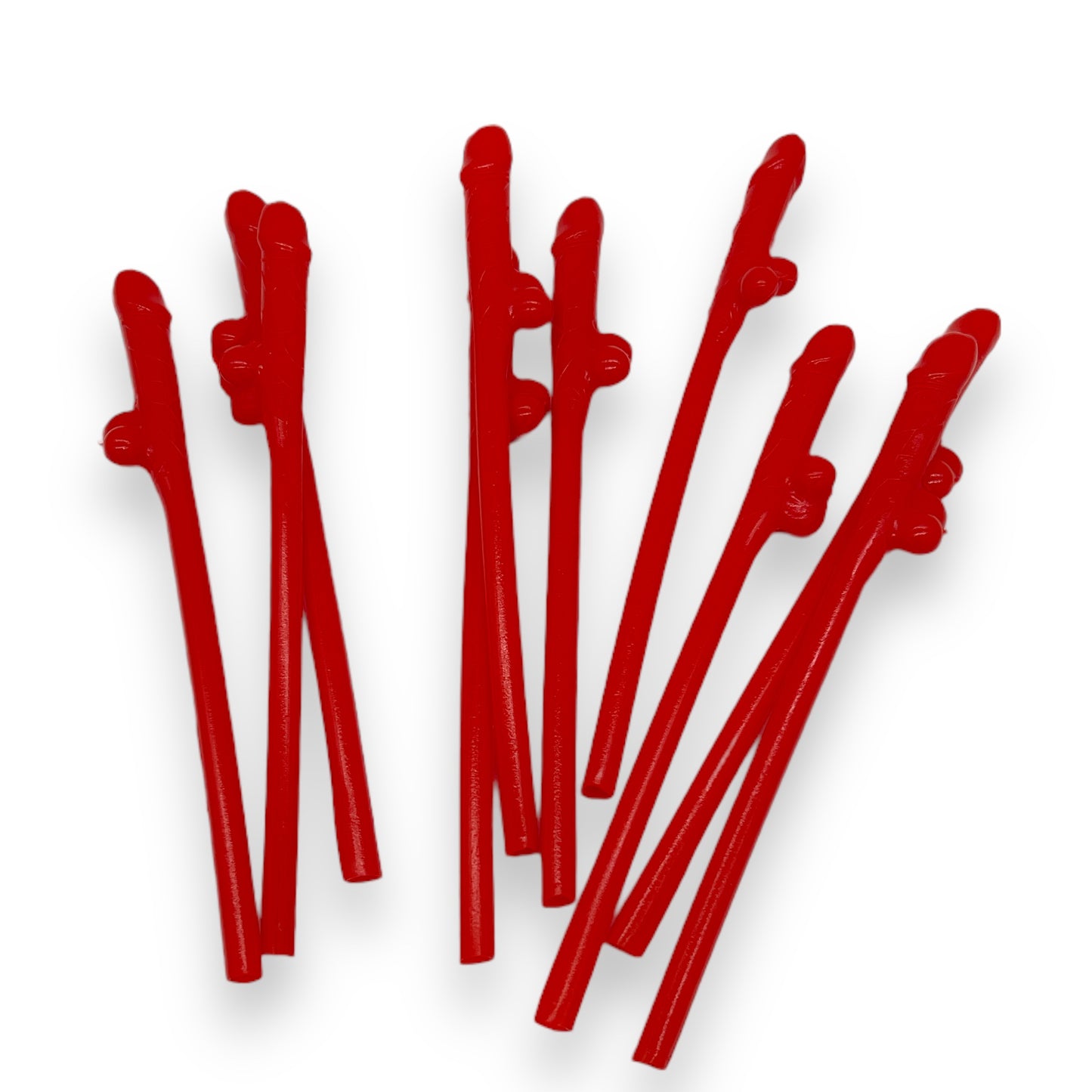 Kinky Pleasure - KP007 - Penis Straws - 10pcs - Red - New Package