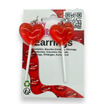 Kinky Pleasure - S034 - Earrings - Heart Lolly Red