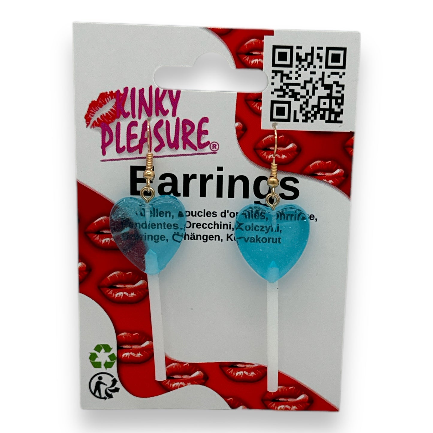 Kinky Pleasure - S037 - Earrings - Heart Lolly - 6 Colours