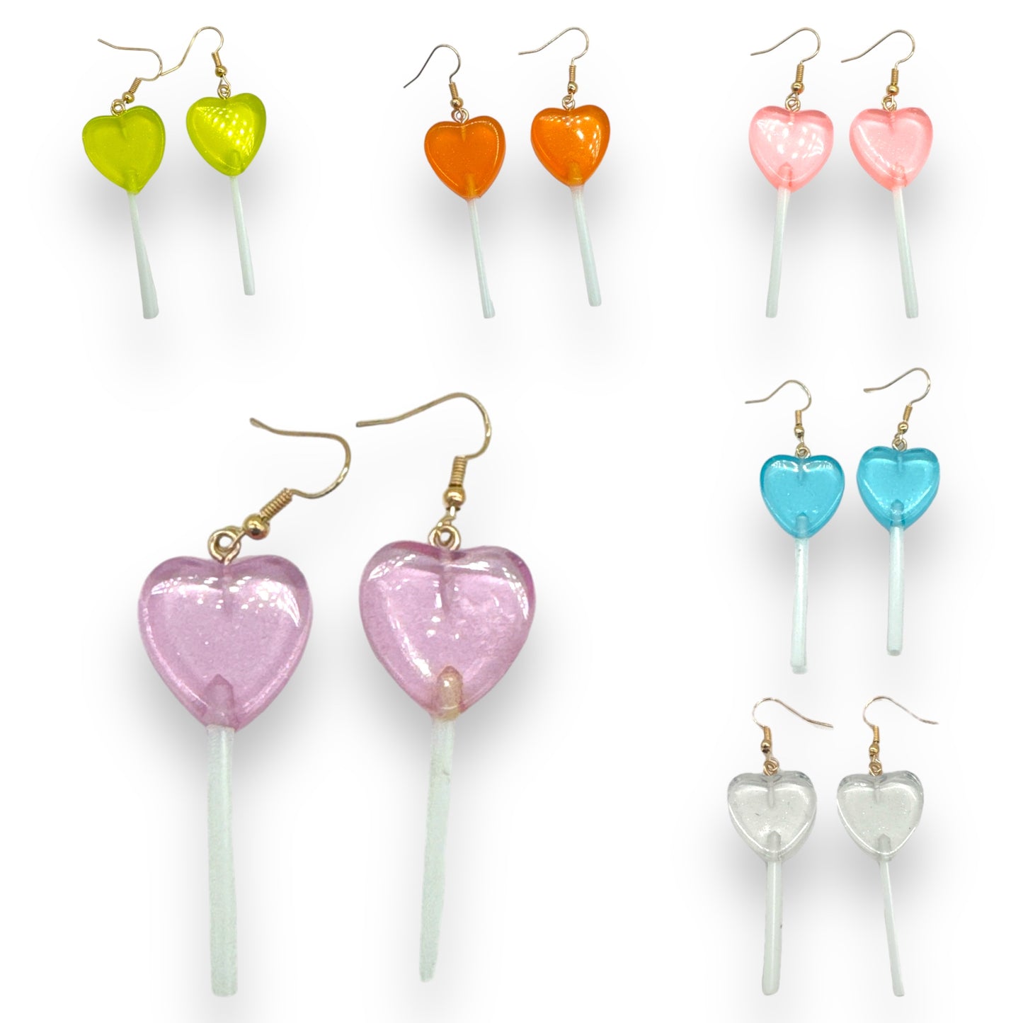 Kinky Pleasure - S037 - Earrings - Heart Lolly - 6 Colours