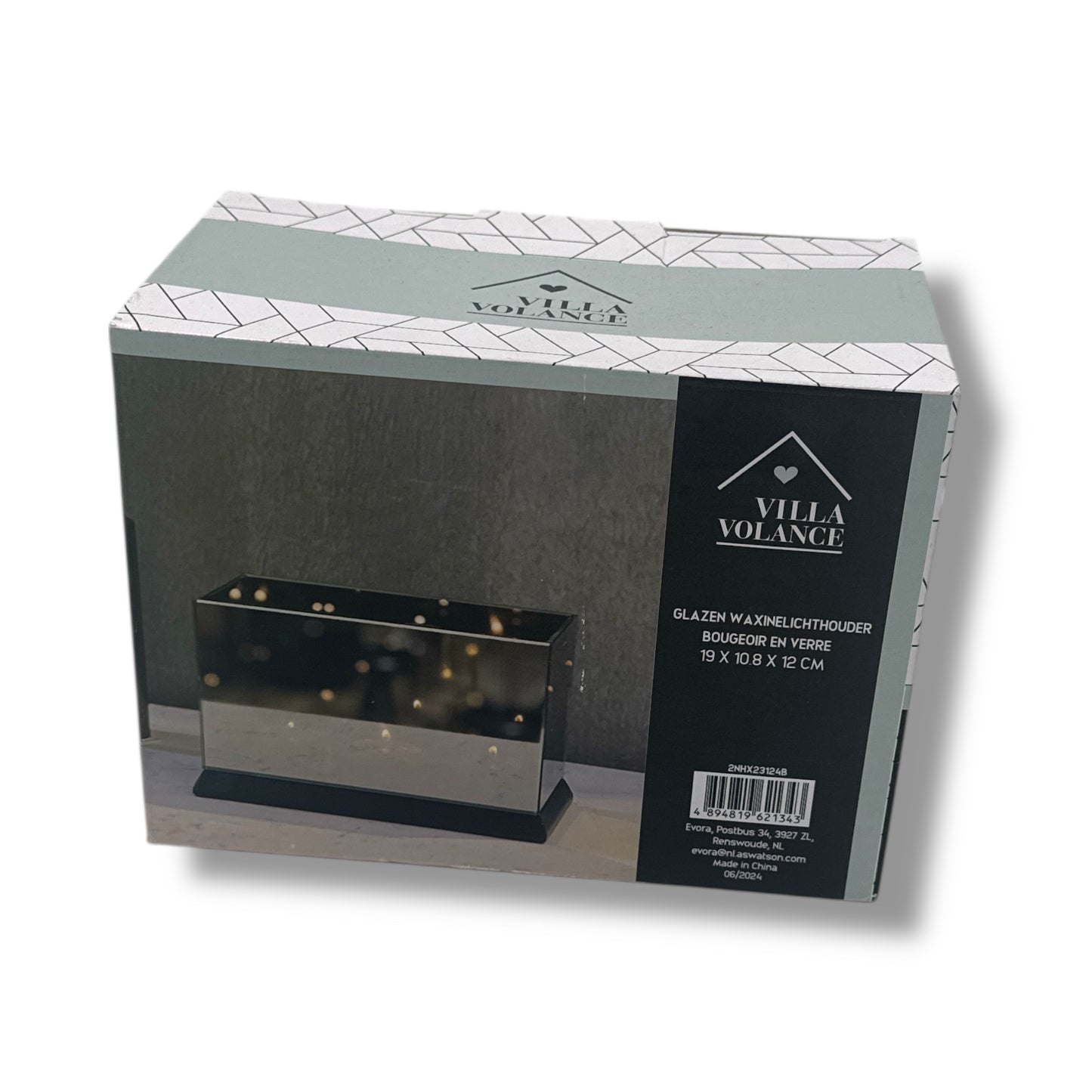Villa Volance - KV009 - Glass Tealight Holder – 19 x 10.8 x 12 cm