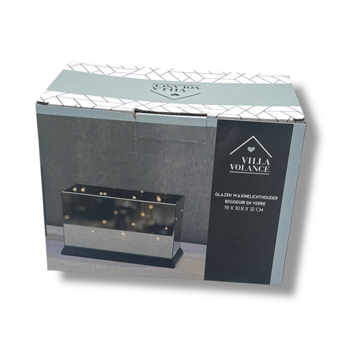 Villa Volance - KV009 - Glass Tealight Holder – 19 x 10.8 x 12 cm