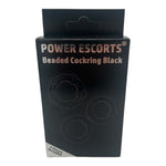 Power Escorts BR251 Black Beaded Cockring 3 Pack  - Super Stretchable -Colourbox