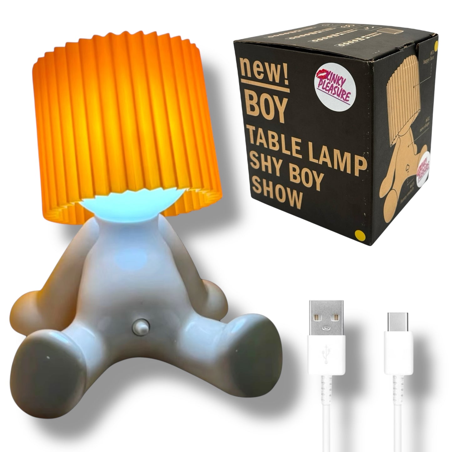 Kinky Pleasure - T131 - Fun Table Lamp White With Penis As Light Switch (Sitting Model)