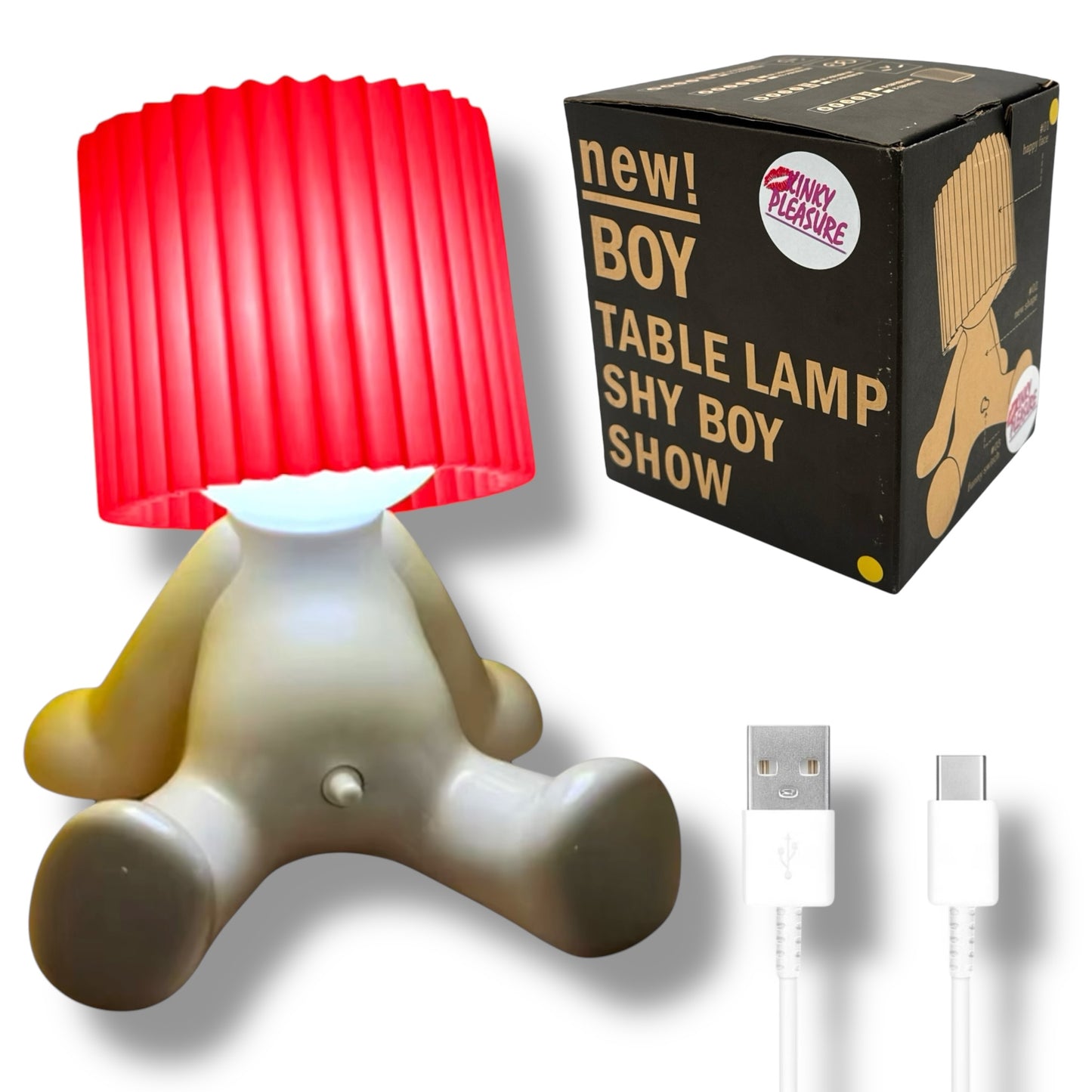 Kinky Pleasure - T131 - Fun Table Lamp White With Penis As Light Switch (Sitting Model)