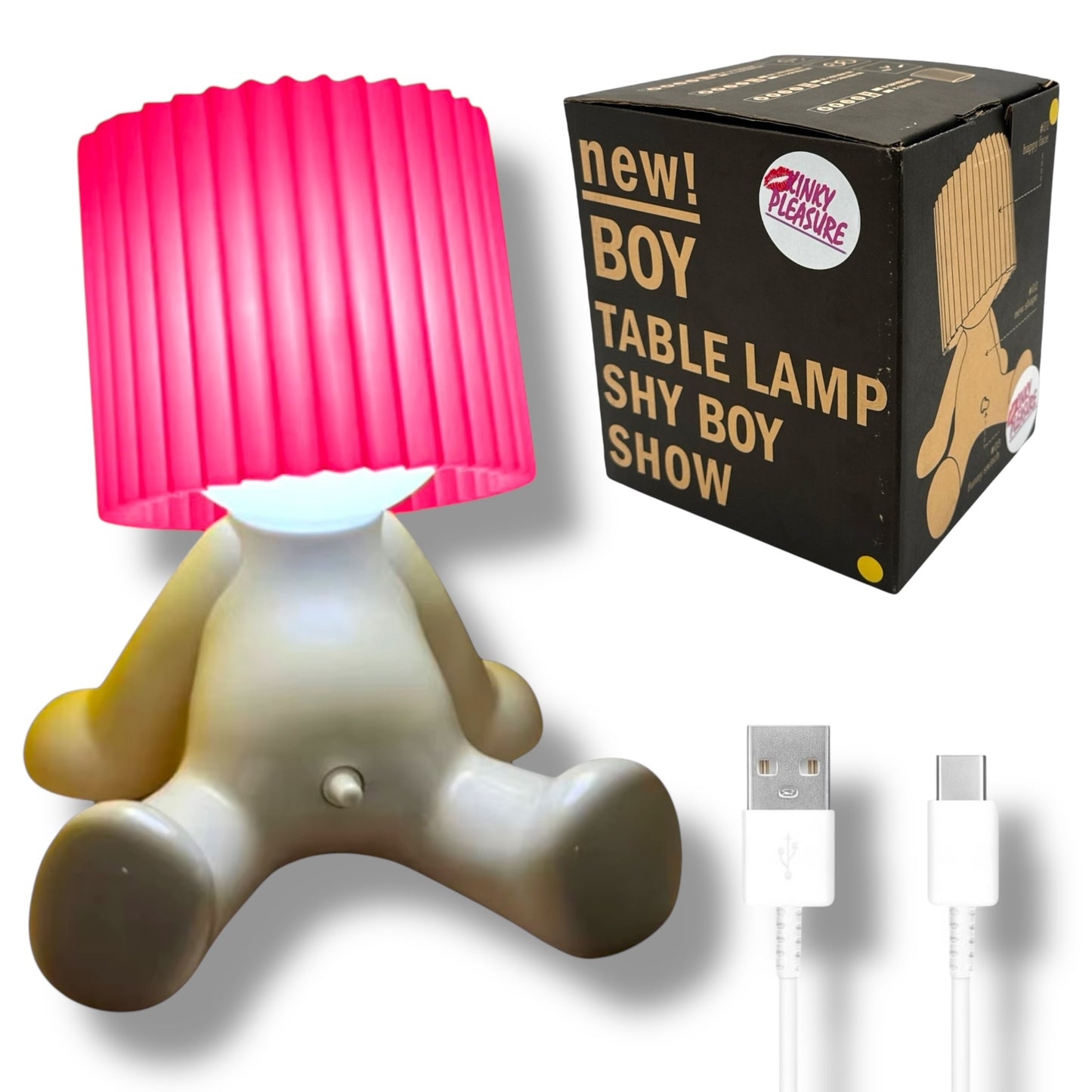 Kinky Pleasure - T131 - Fun Table Lamp White With Penis As Light Switch (Sitting Model)