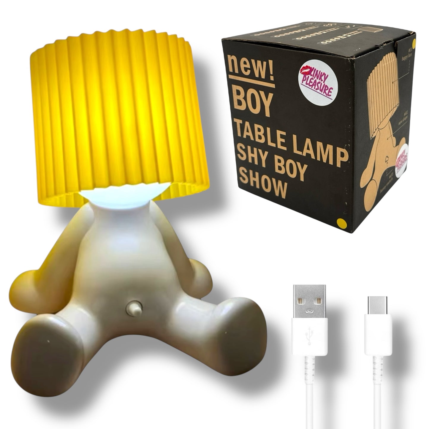 Kinky Pleasure - T131 - Fun Table Lamp White With Penis As Light Switch (Sitting Model)