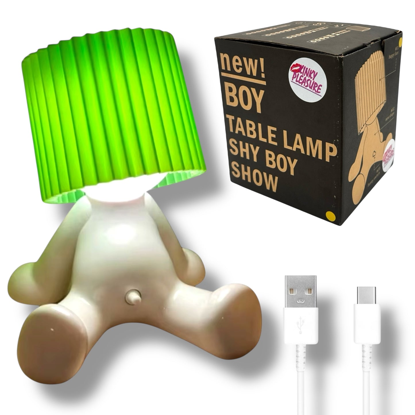 Kinky Pleasure - T131 - Fun Table Lamp White With Penis As Light Switch (Sitting Model)