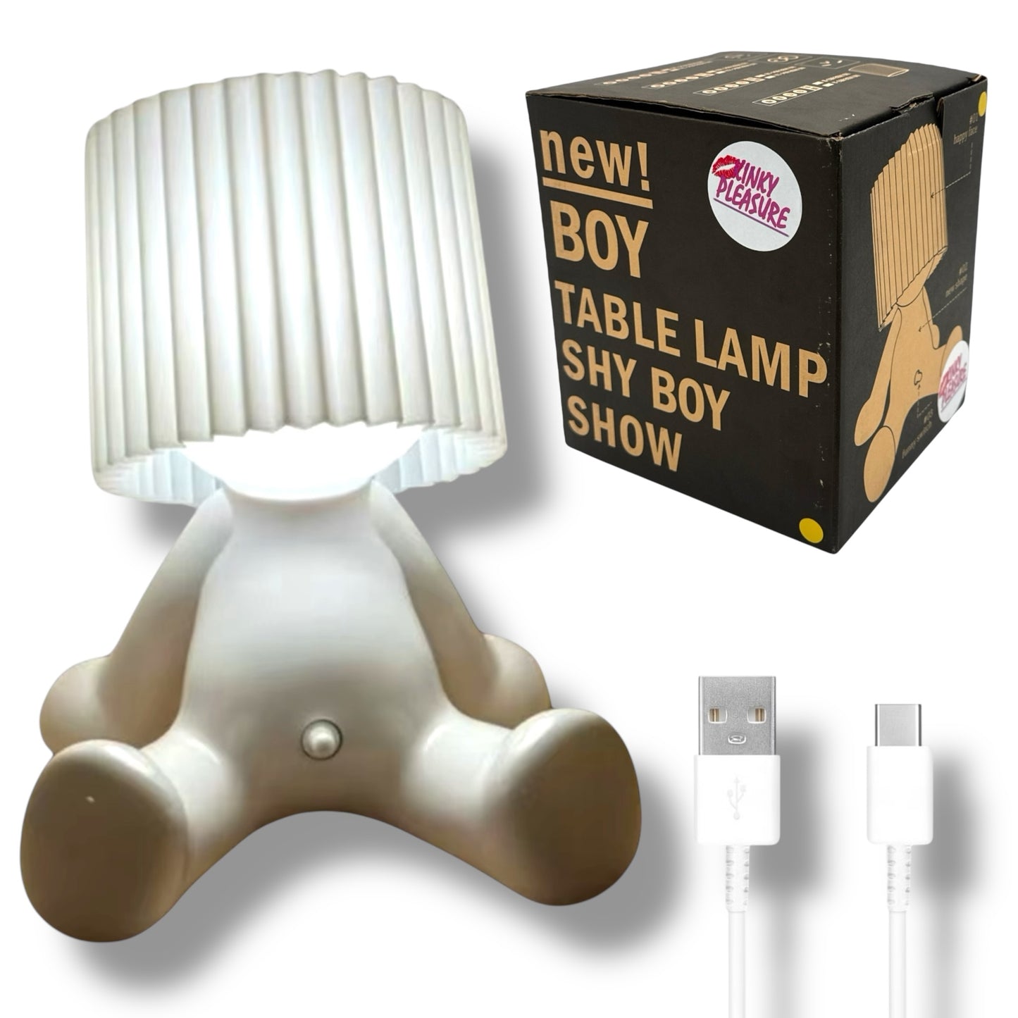 Kinky Pleasure - T131 - Fun Table Lamp White With Penis As Light Switch (Sitting Model)