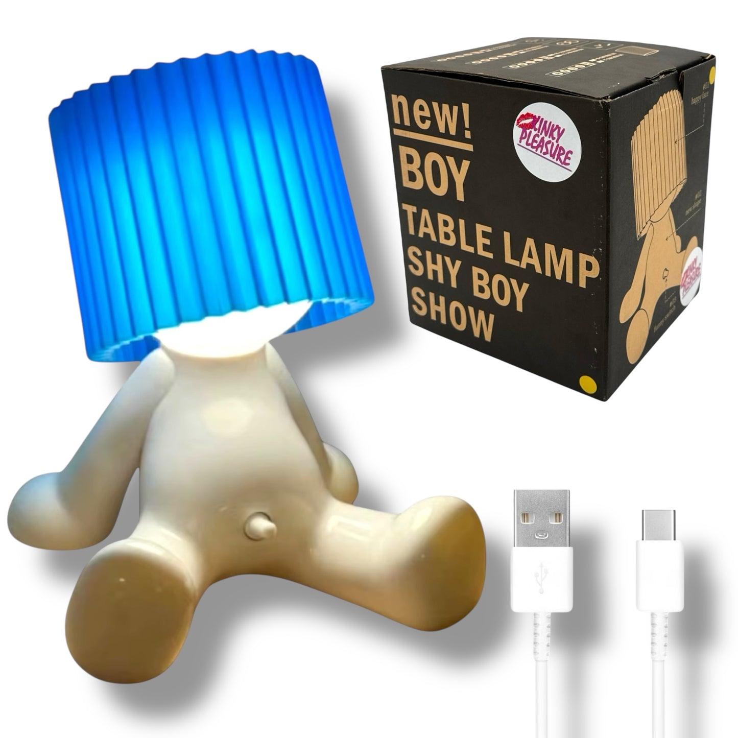 Kinky Pleasure - T131 - Fun Table Lamp White With Penis As Light Switch (Sitting Model)