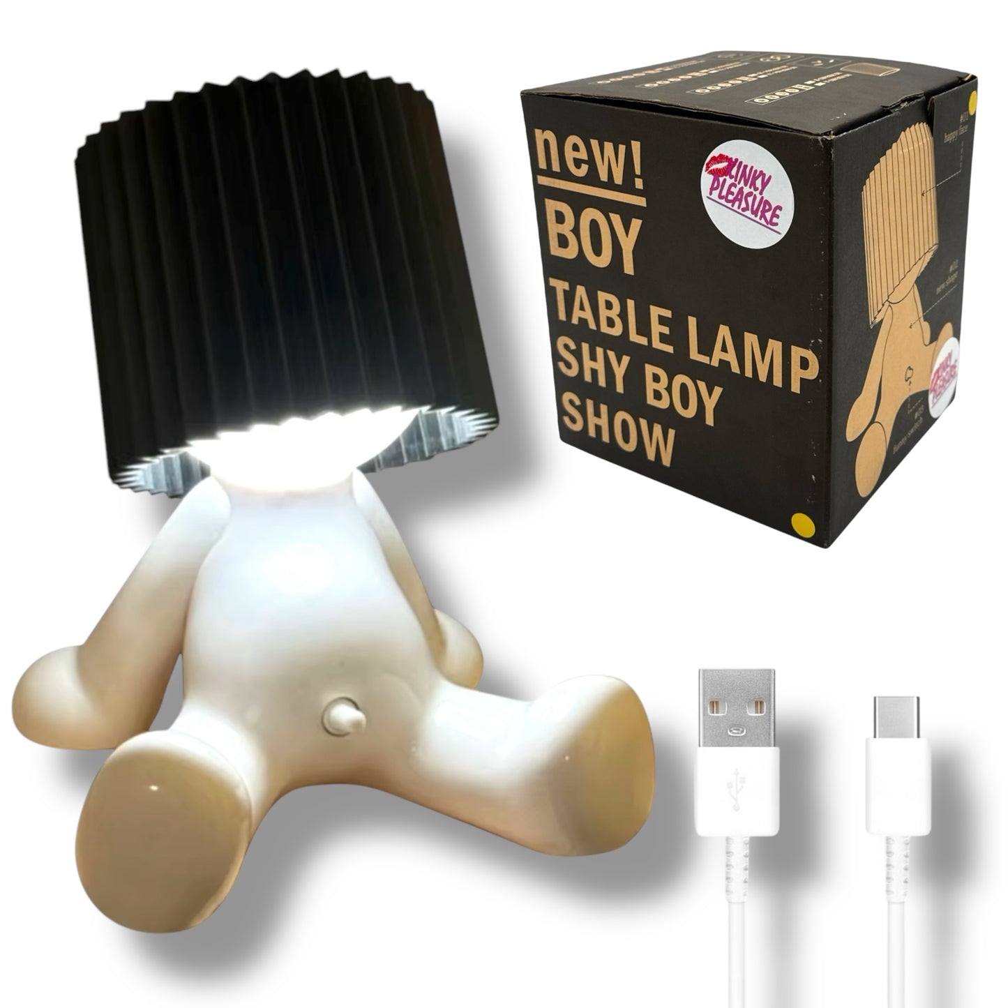 Kinky Pleasure - T131 - Fun Table Lamp White With Penis As Light Switch (Sitting Model)