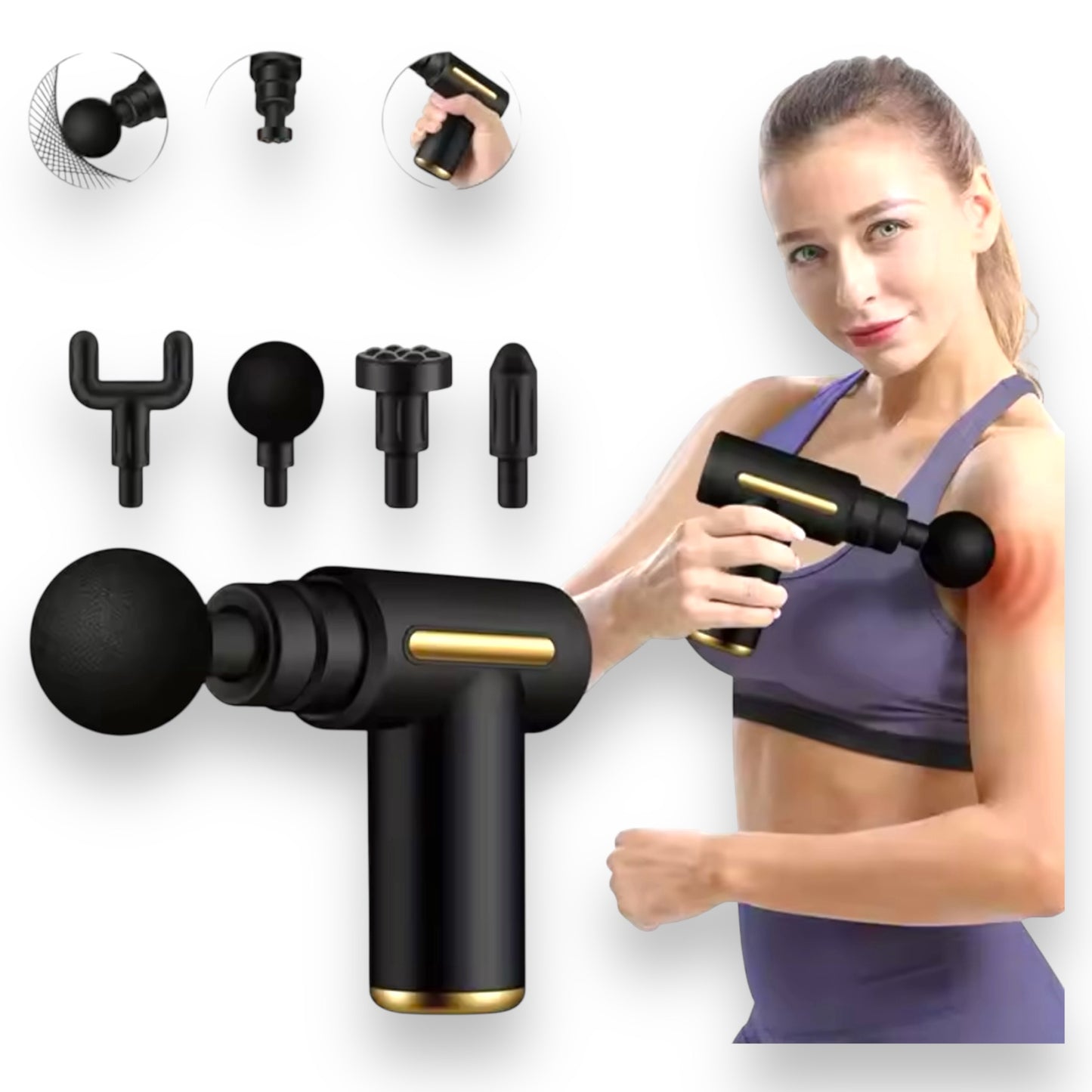 Kinky Pleasure - AX109 - Rechargeable Massage Gun - Includes 4 Attachments