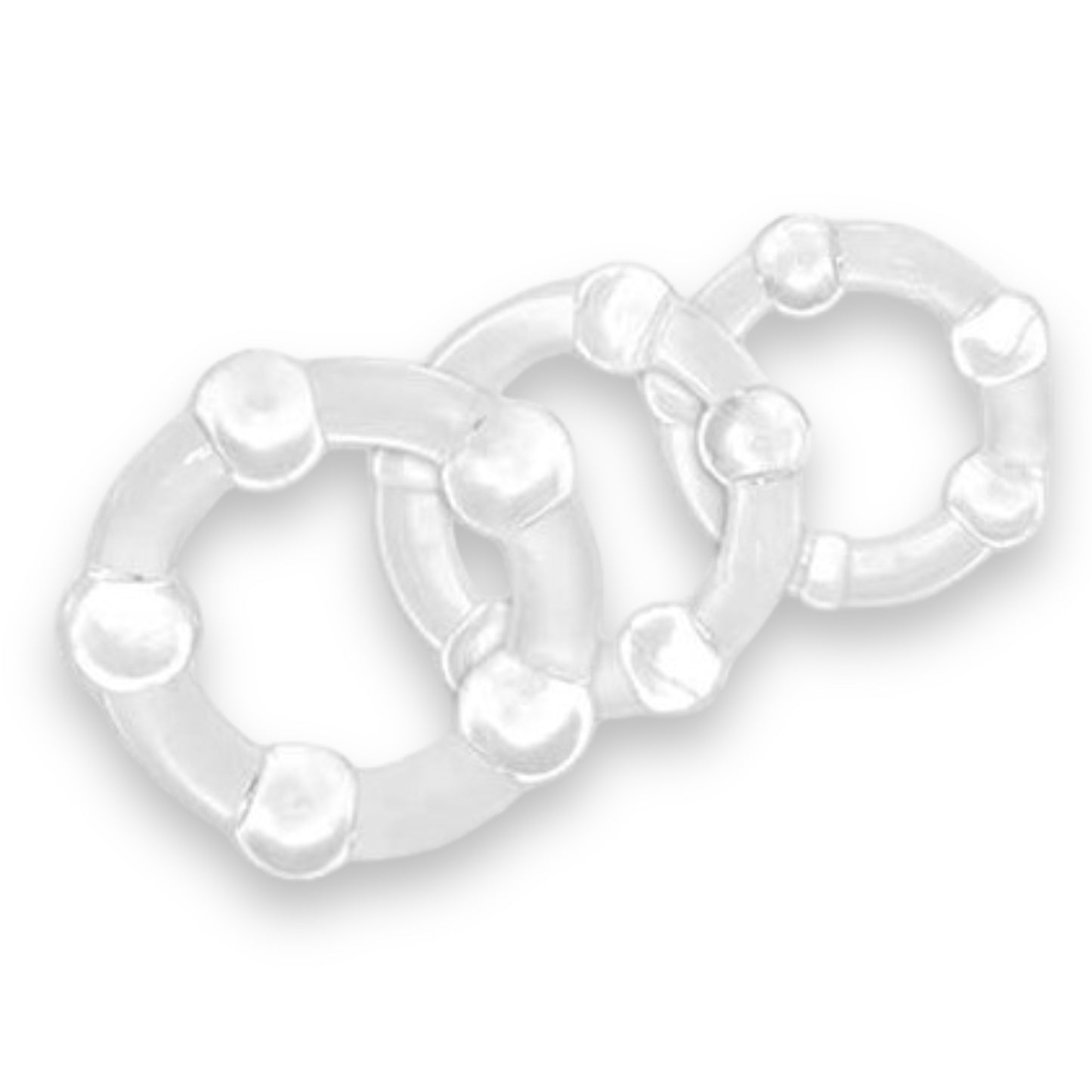 Power Escorts - BR251 Clear - Beaded Cockring 3 Pack - Super Stretchable - Colourbox