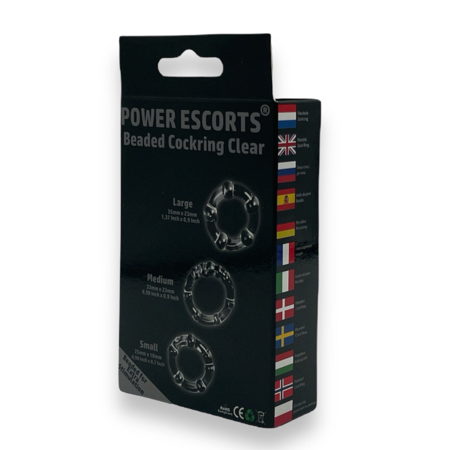 Power Escorts - BR251 Clear - Beaded Cockring 3 Pack - Super Stretchable - Colourbox